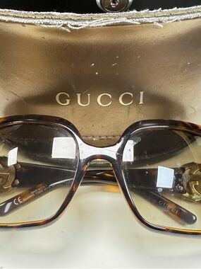Gucci Women's Tortoiseshell Frame Sunglasses with Gradient Brown Lenses